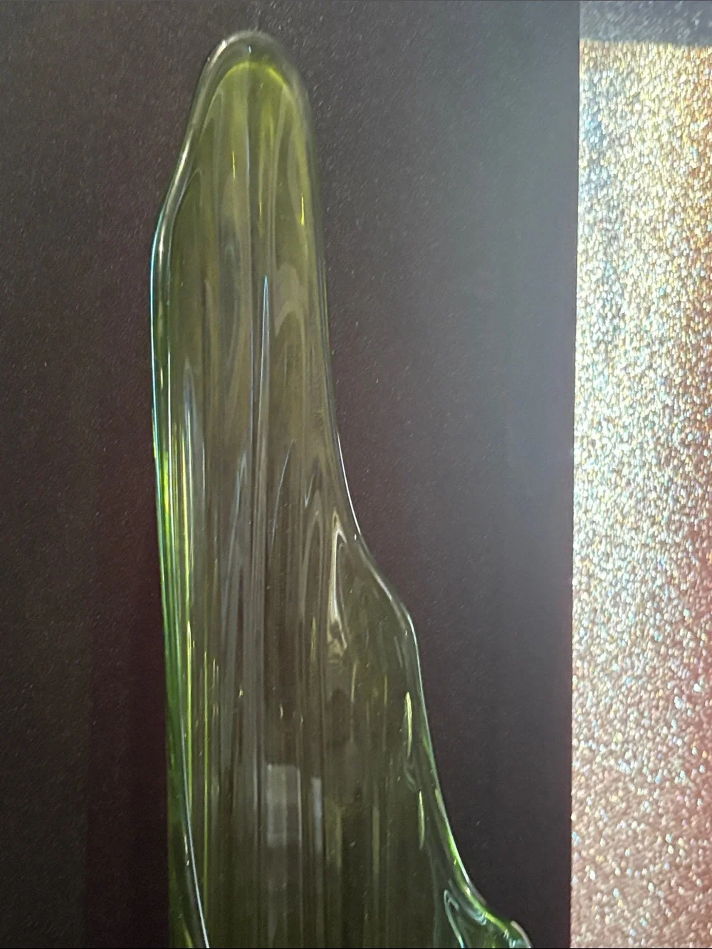 Vintage 1960’s MCM LE SMITH AVOCADO GREEN SWING GLASS